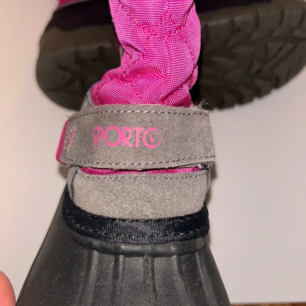 SPORTO Kids Winter Snow‎ Boots Pink Gray Waterproof Warm Size L 4-5 No Flaws